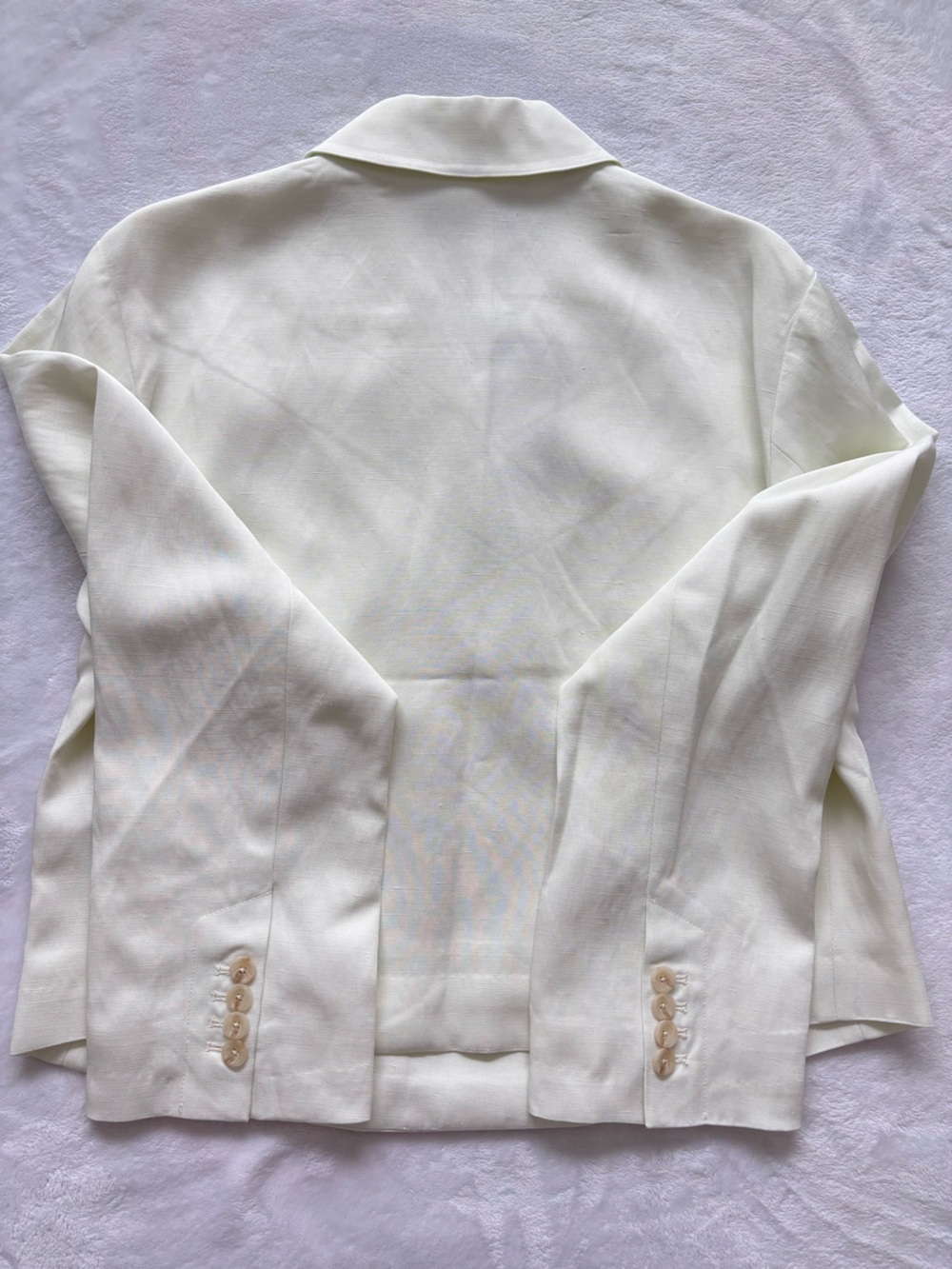 7 FOR ALL MANKIND Long Sleeve Oversized Linen Blend Cropped Ivory Blazer--NWT--S - Picture 11 of 15